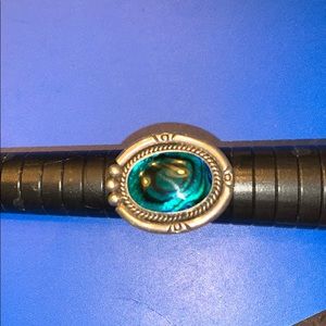 Sterling silver green stone ring